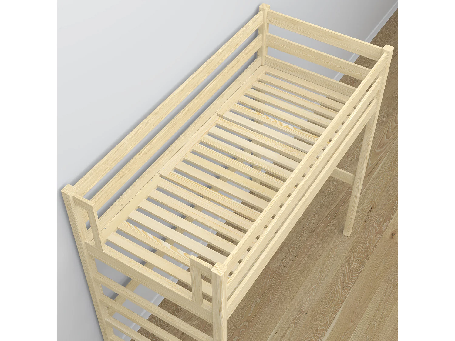 Lit mezzanine en bois N01 Pin Clair 100x180