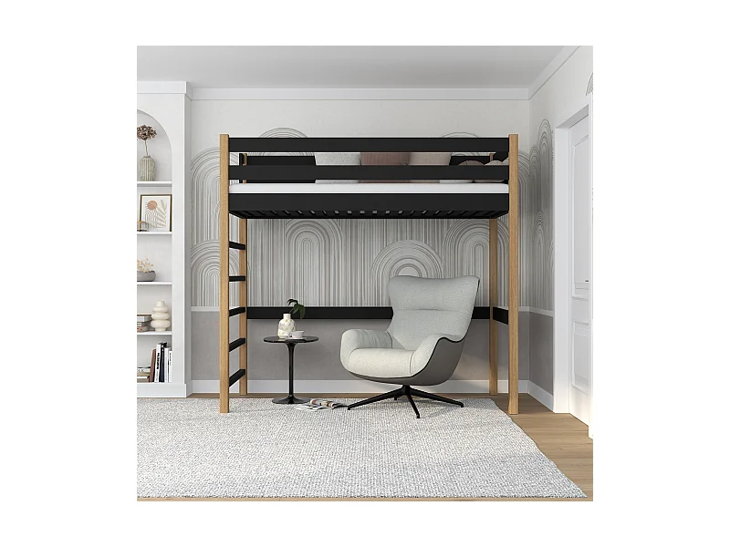 HOCHBETT N01 Schwarz / Eiche Natur 100x190
