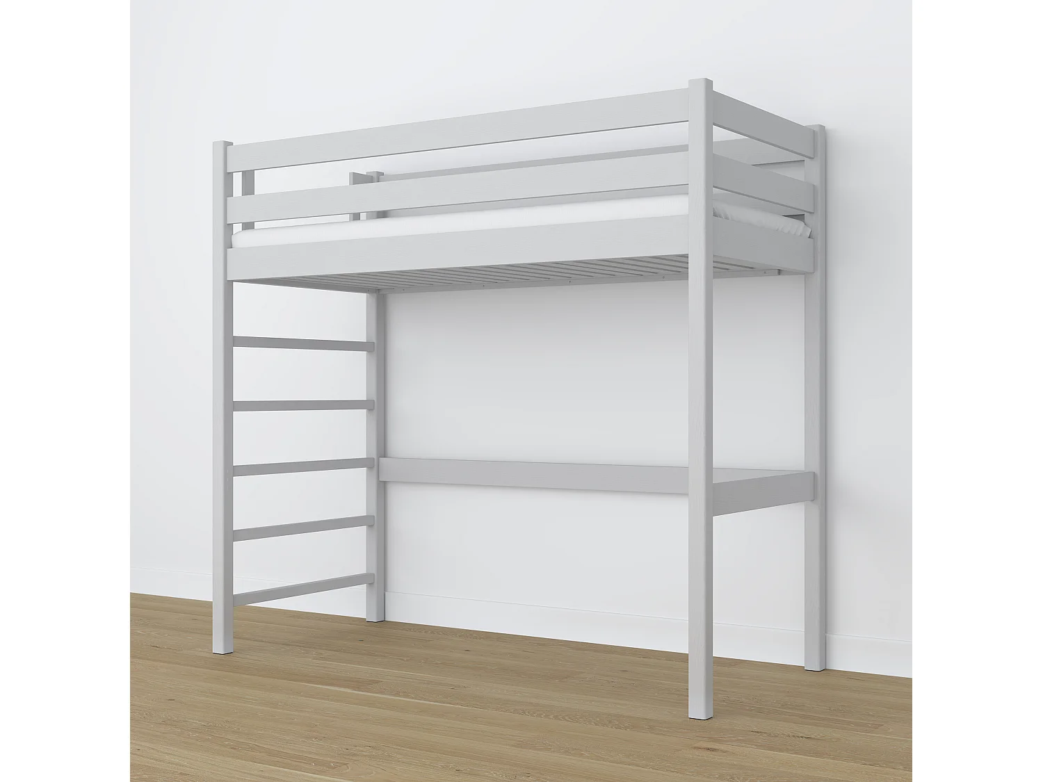 Lit mezzanine en bois N01 Gris 100x180