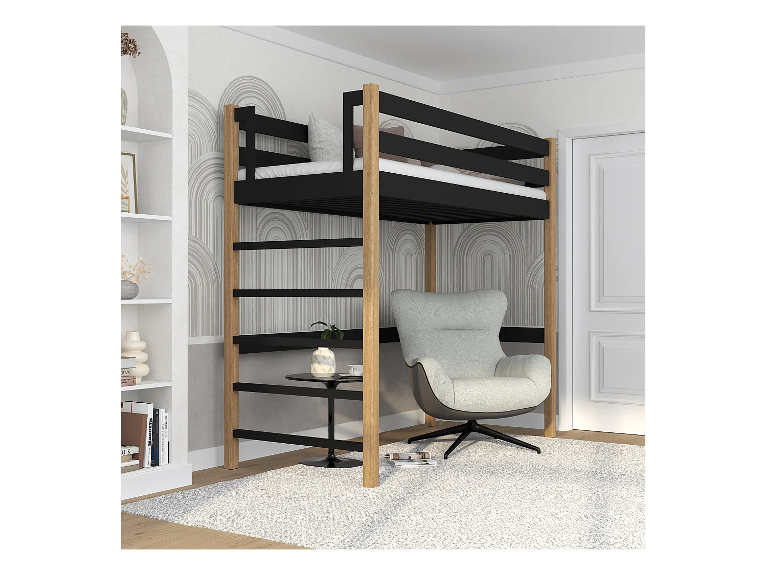 HOCHBETT N01 Schwarz / Eiche Natur 120x200
