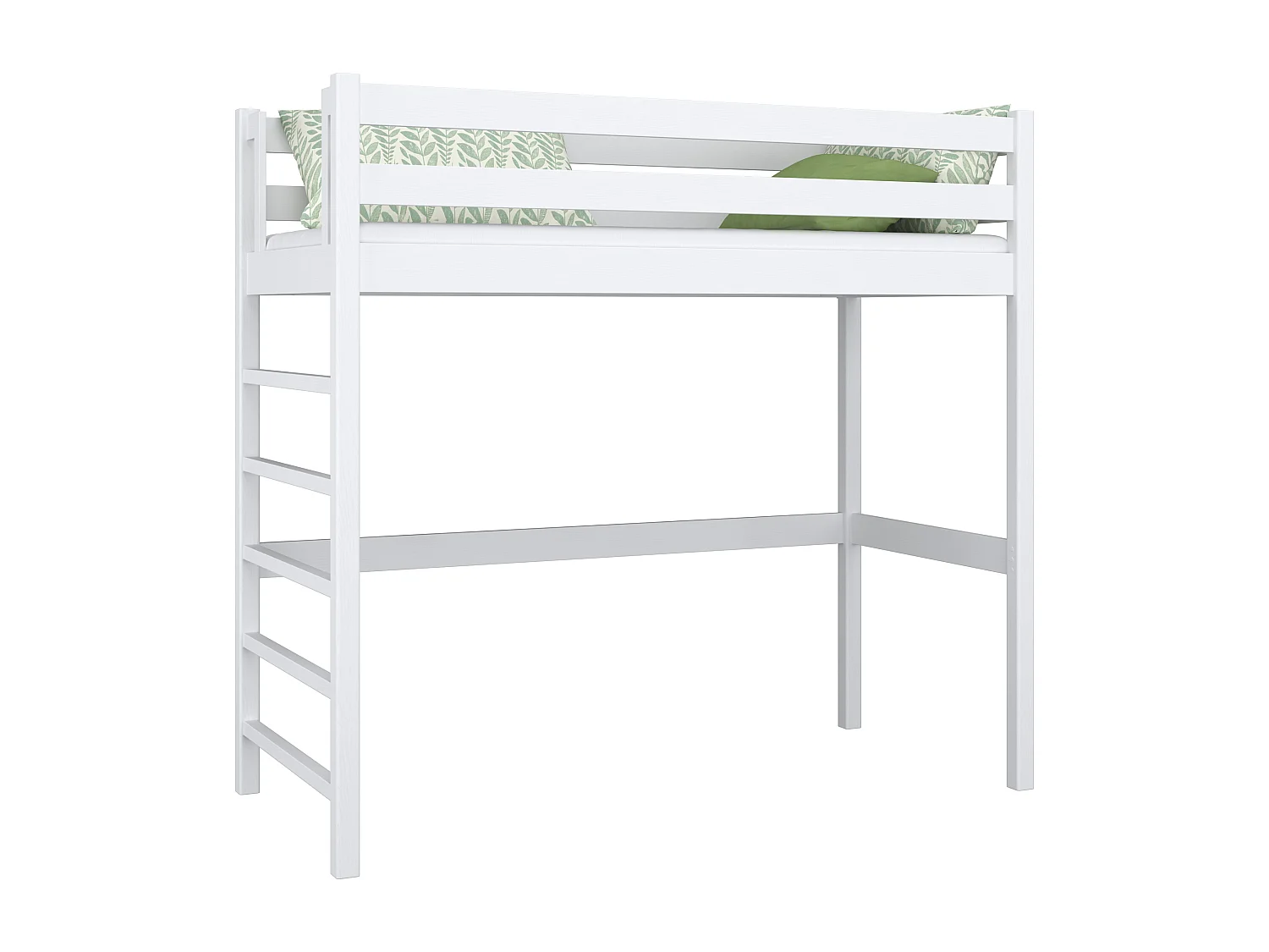 Lit mezzanine en bois N01 Blanc 120x200