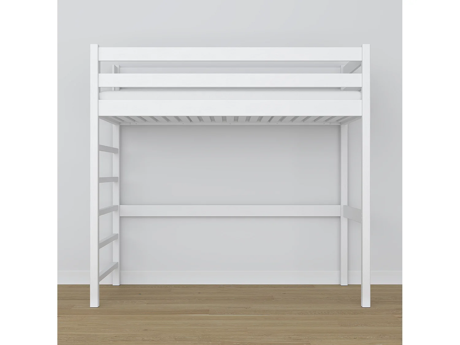 Lit mezzanine en bois N01 Blanc 120x180