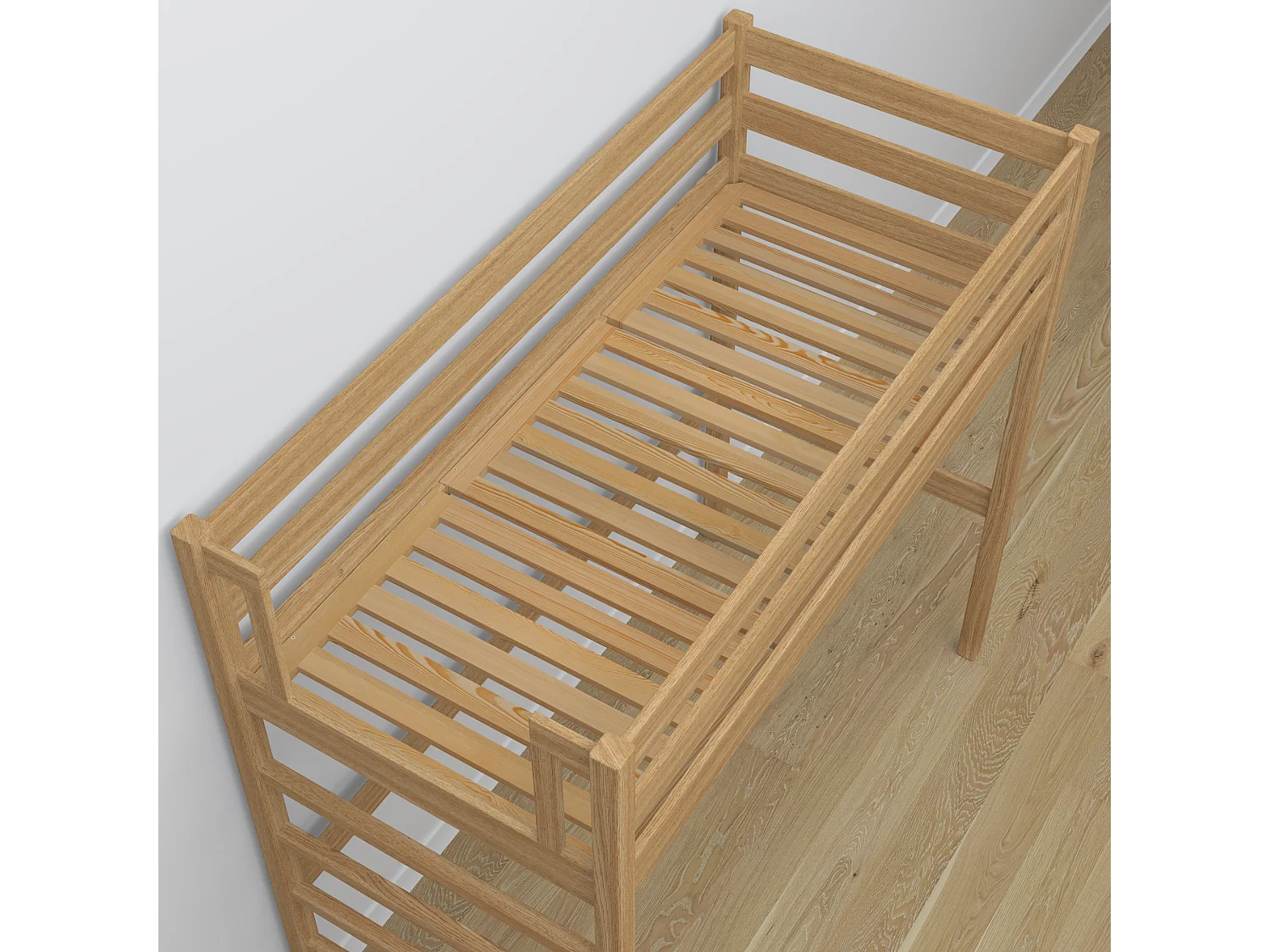 Lit mezzanine en chêne N01 Chêne Naturel 100x190