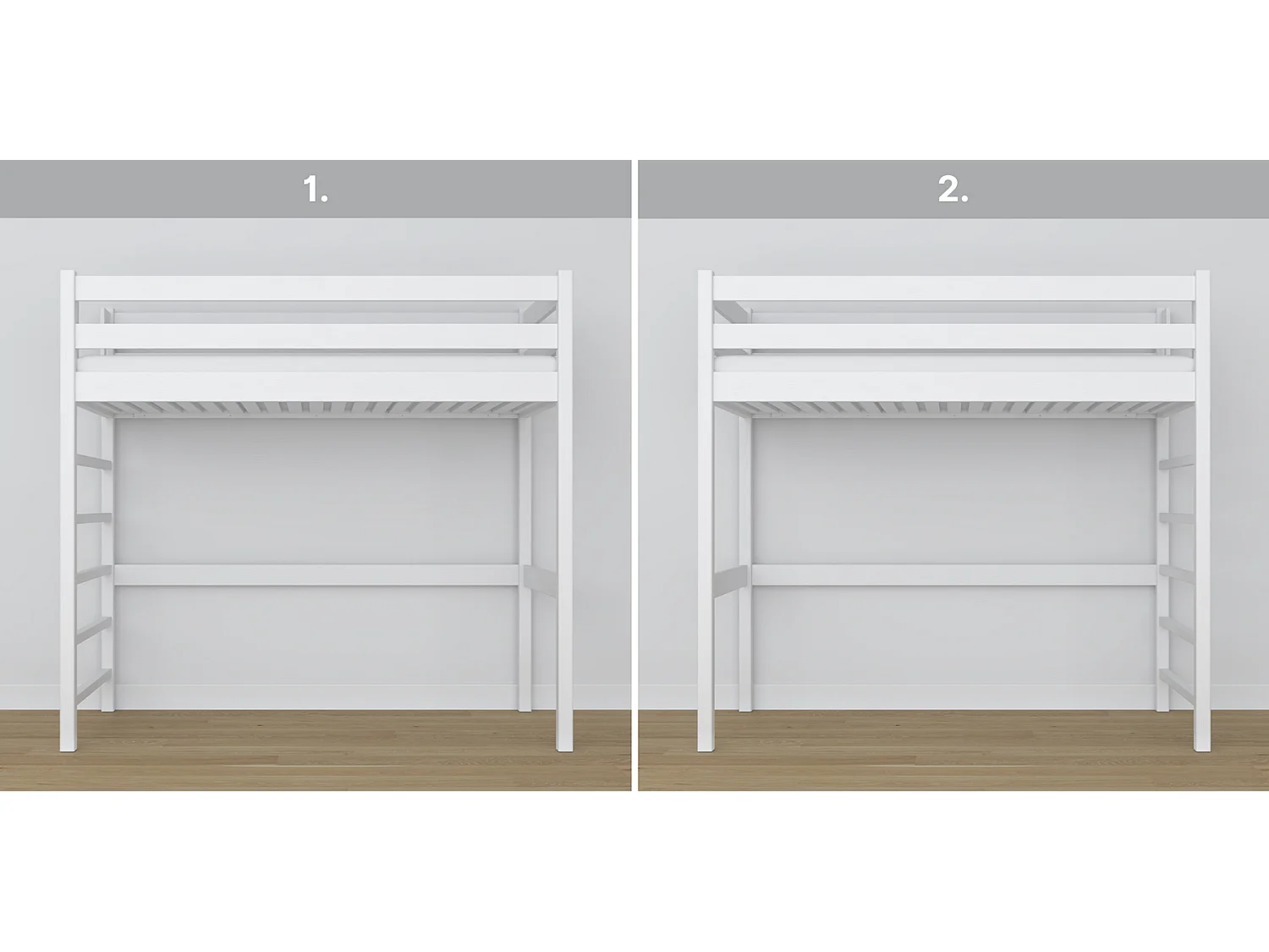 Lit mezzanine en bois N01 Blanc 120x190