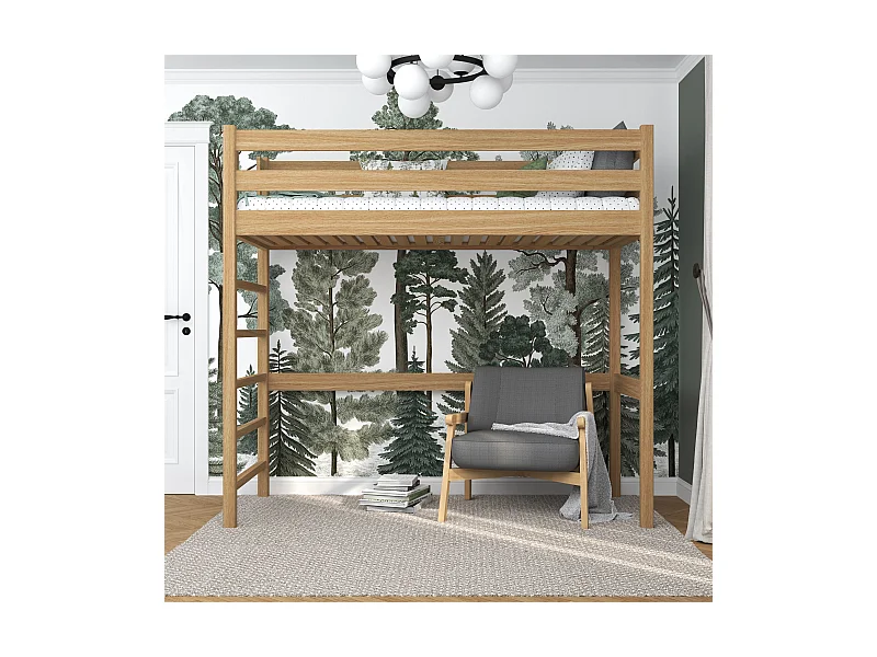 Lit mezzanine en chêne N01 Chêne Naturel 120x190