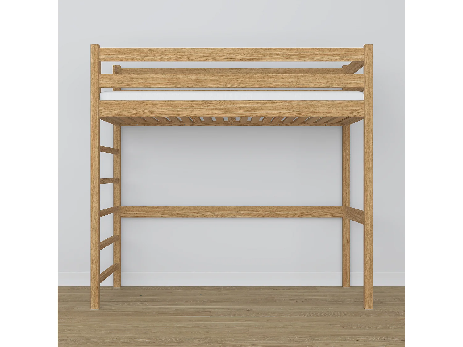 Lit mezzanine en chêne N01 Chêne Naturel 100x200