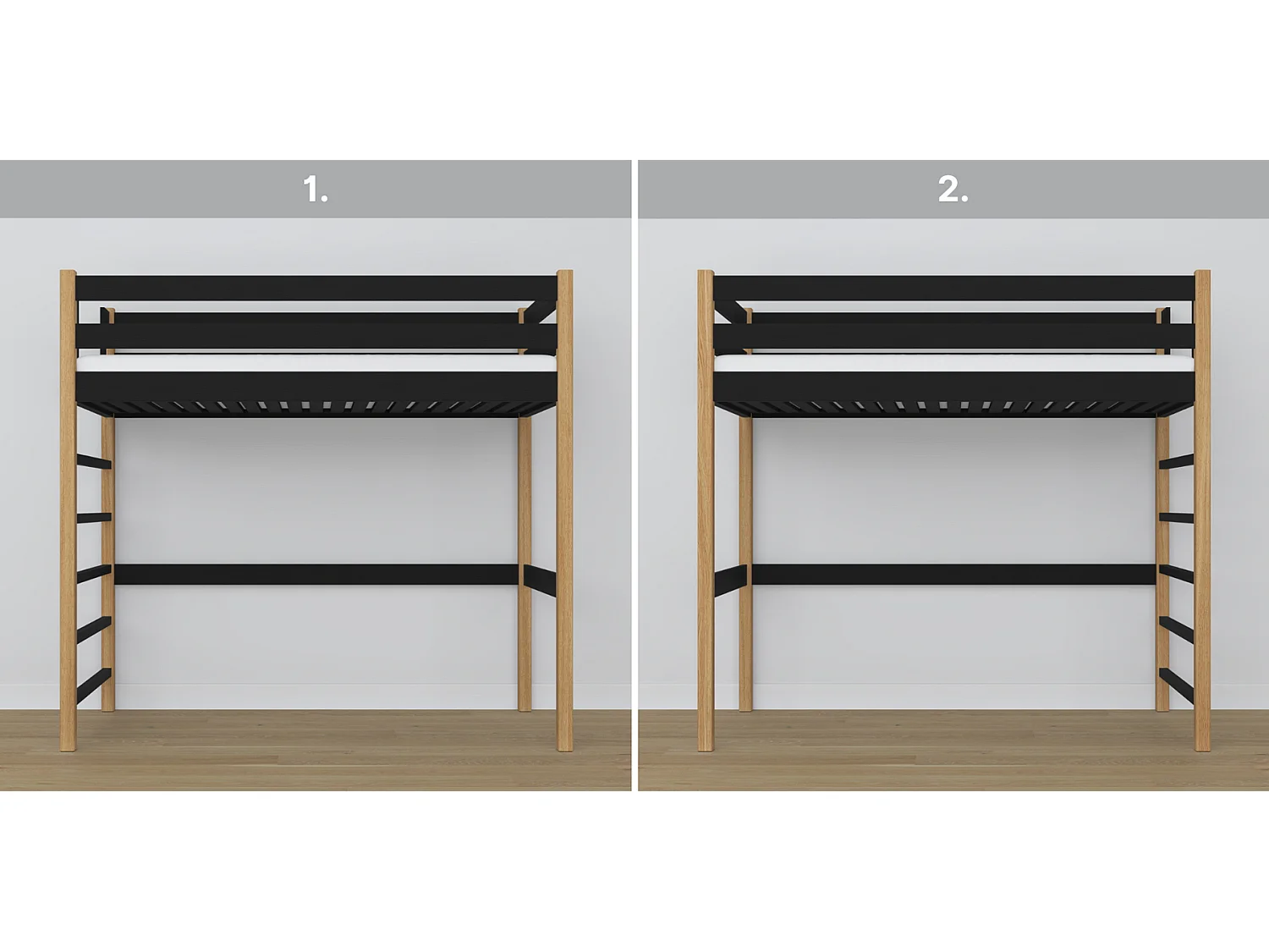 HOCHBETT N01 Schwarz / Eiche Natur 80x180