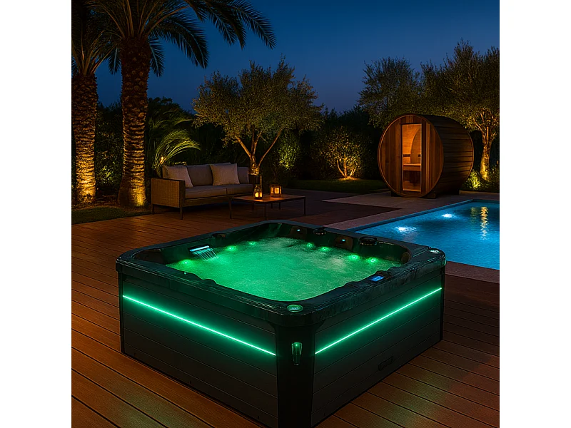 Spa 5 places Archipel® GT5 PRO MAX BLACK LED - Spa Thérapeutique Balboa® 215 x 215 cm