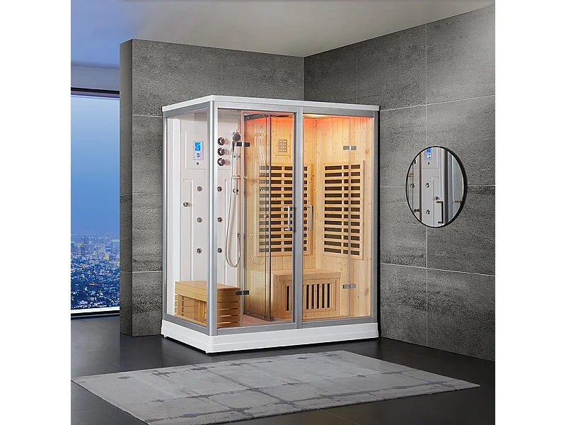 Combi Sauna Infrarouge Douche Hammam Boreal® IRH-180D - Droite