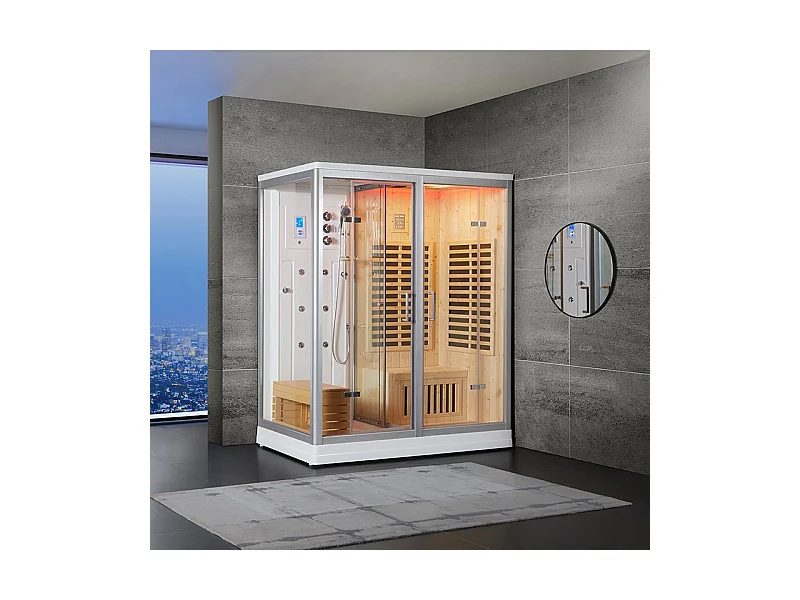 Combi Sauna Infrarouge Douche Hammam Boreal® IRH-180D - Droite