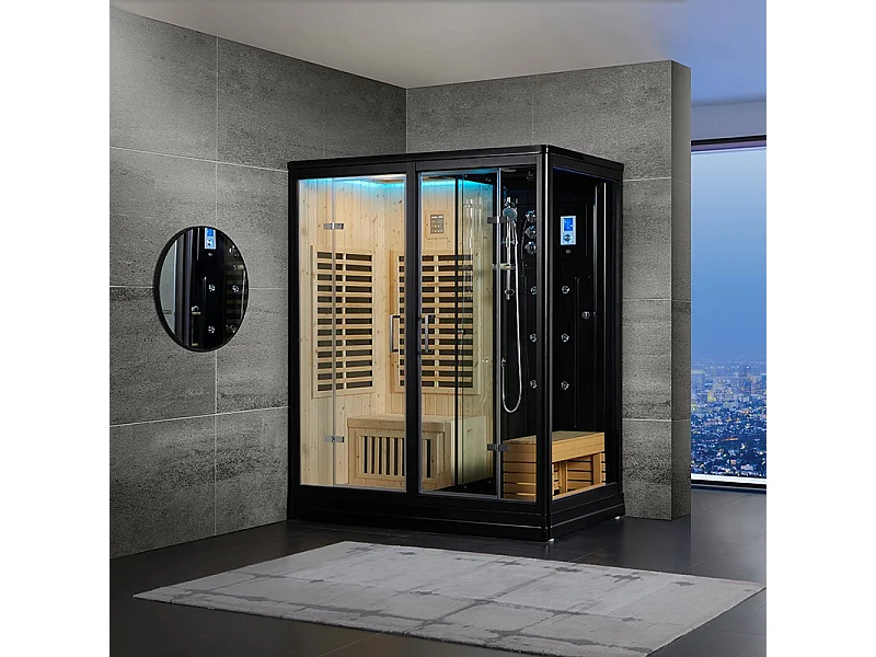 Combi Sauna Douche Hammam Boreal® SH180-D Black droite