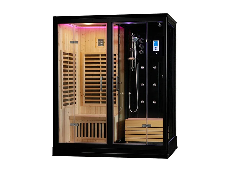 Combi Sauna Douche Hammam Boreal® SH180-D Black droite