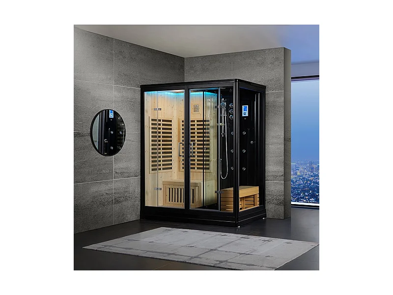Combi Sauna Douche Hammam Boreal® SH180-D Black droite