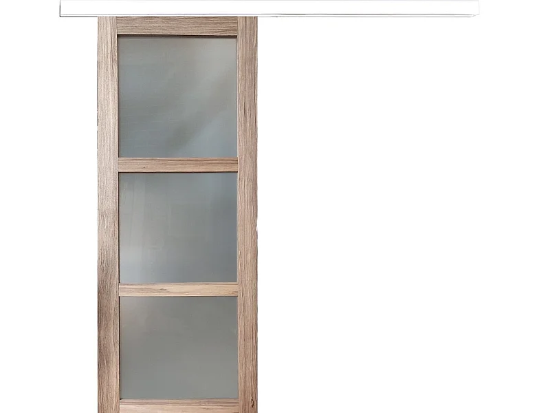 Frake Glazen Schuifdeur H204 x L83 + witte striprail