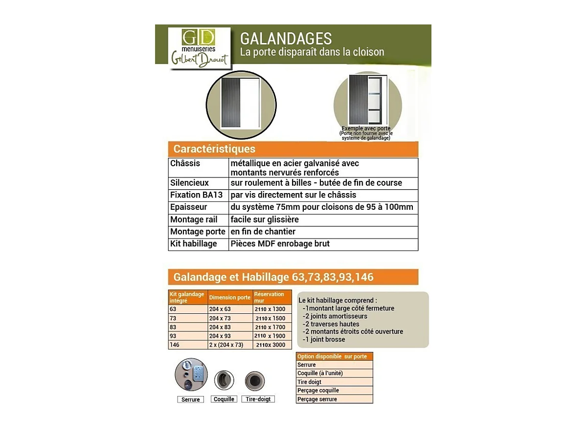 Porte Coulissante Frake Vitree H204 X L83 + Systeme De Galandage Et Kit De Finition Inclus Gd Menuiseries