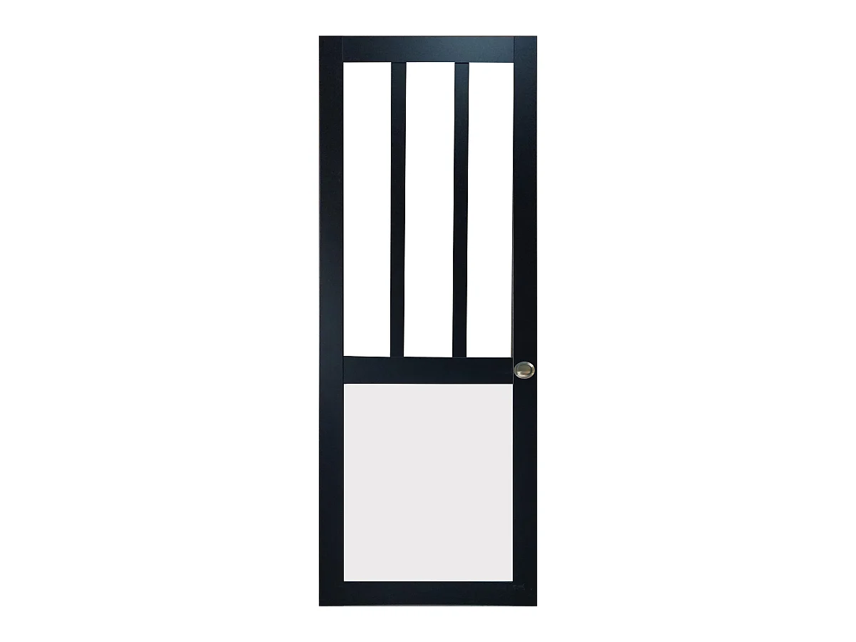 Porte Coulissante Atelier Noir Et Panneau Blanc  Vitrée H204 X L83 Et 2 Coquilles Gd Menuiseries