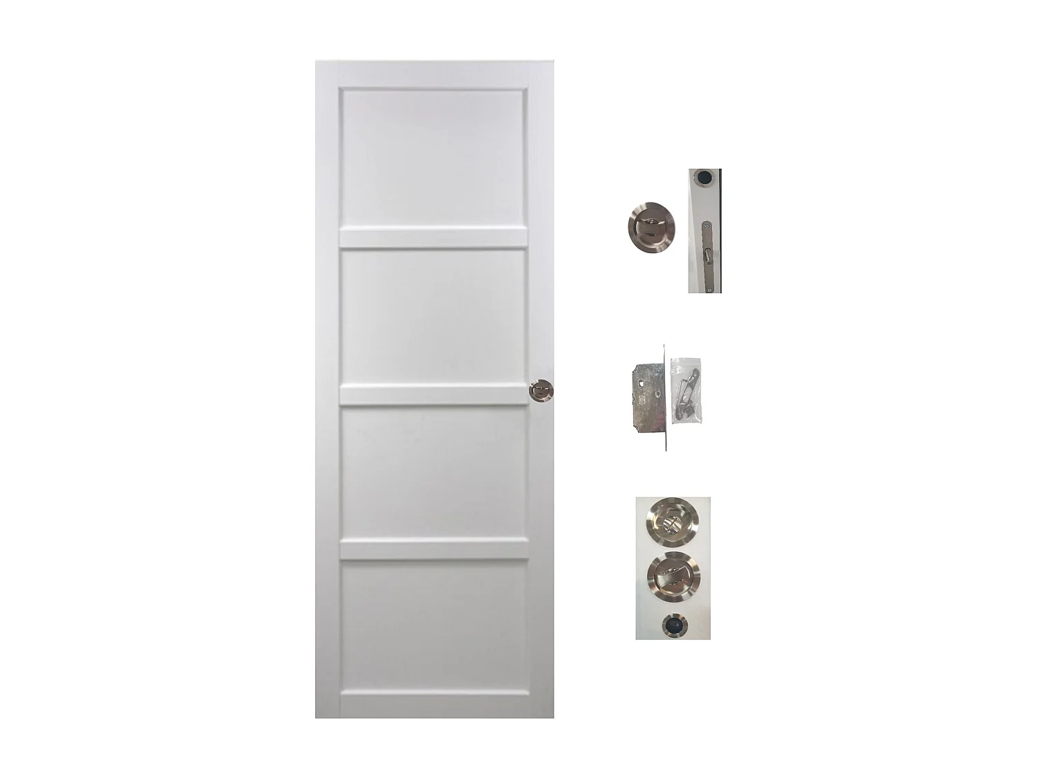 Porte Coulissante Tamera Blanc 4 Panneaux H204 X L93 + Systeme De Galandage Et Kit Finition Inclus Gd Menuiseries