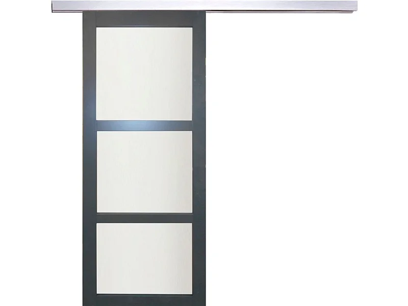 Porte Coulissante Blakeria Ral7016 Vitree H204 X L83 + Rail Alu Gd Menuiseries