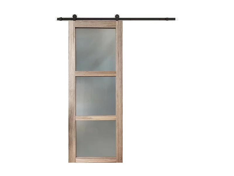 Porte Coulissante Frake Vitree H204 X L73 + Rail A Roulette Gd Menuiseries