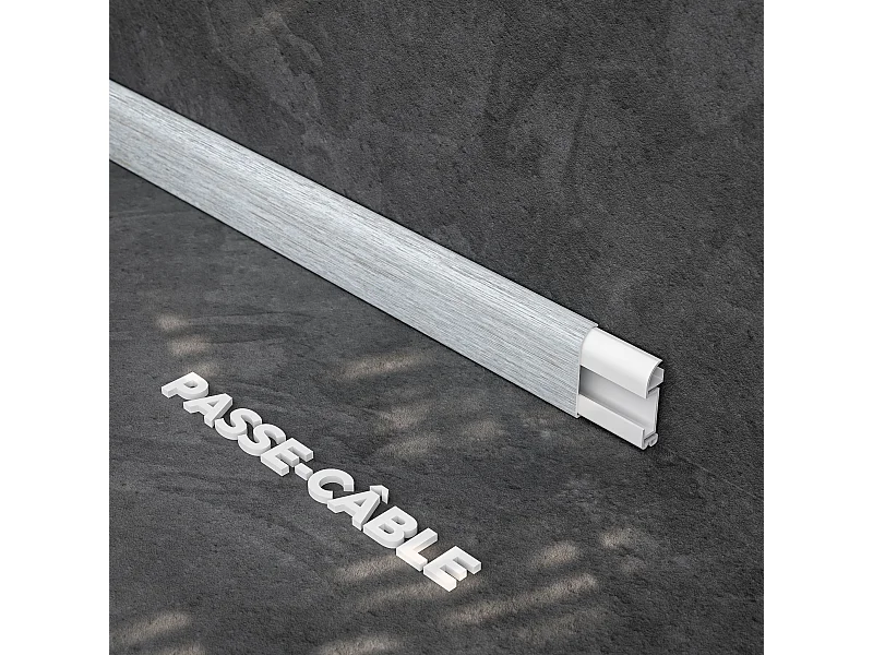 Plinthe Passe-Câble PVC 50 mm - Chêne Cendré - 1 m, À l'unité