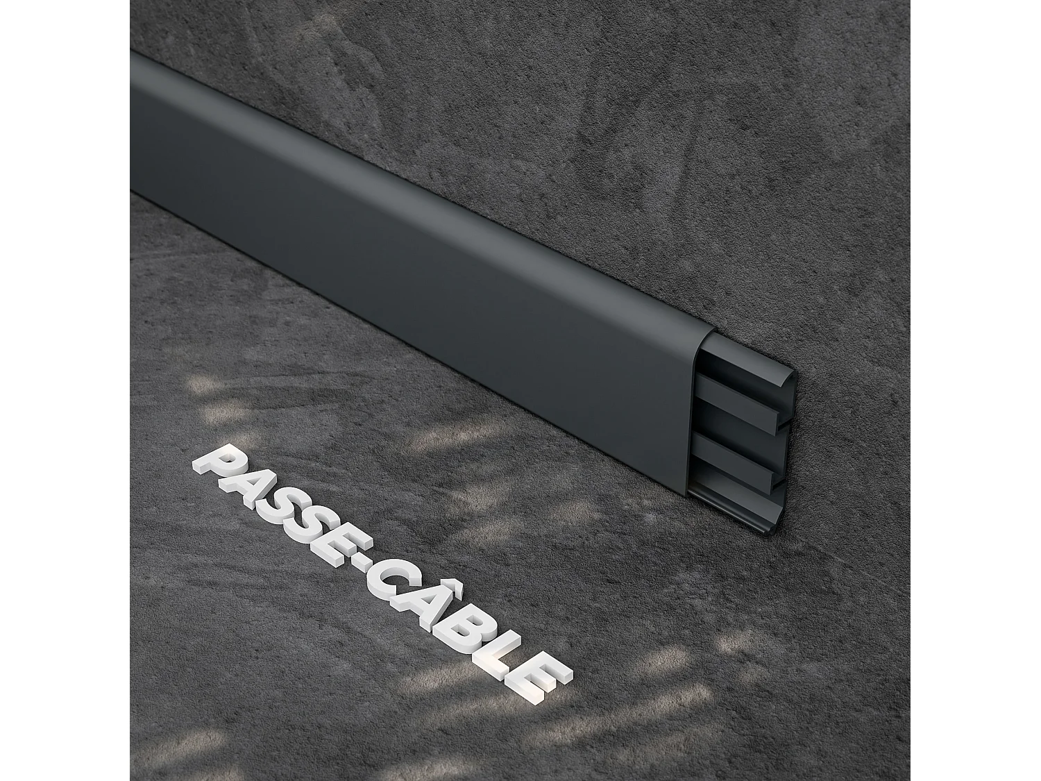 Plinthe Passe-Câble PVC 80 mm - Anthracite - 1 m, À l'unité