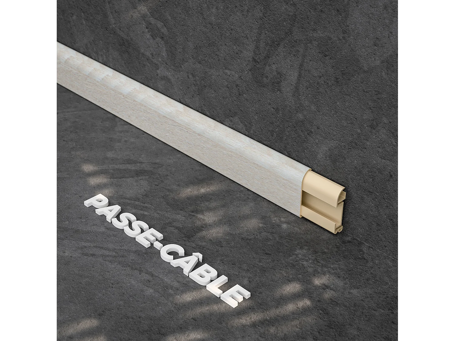 Plinthe Passe-Câble PVC 50 mm - Planche Blanchie - 1 m, À l'unité