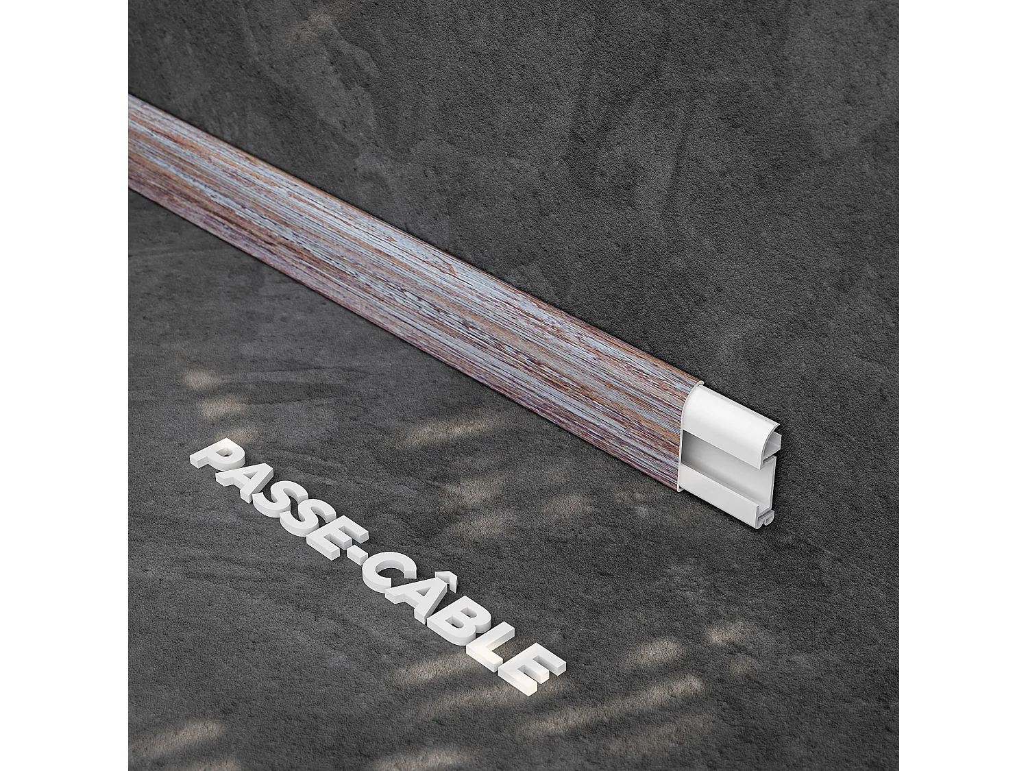 Plinthe Passe-Câble PVC 50 mm - Planche Vieillie - 1 m, À l'unité