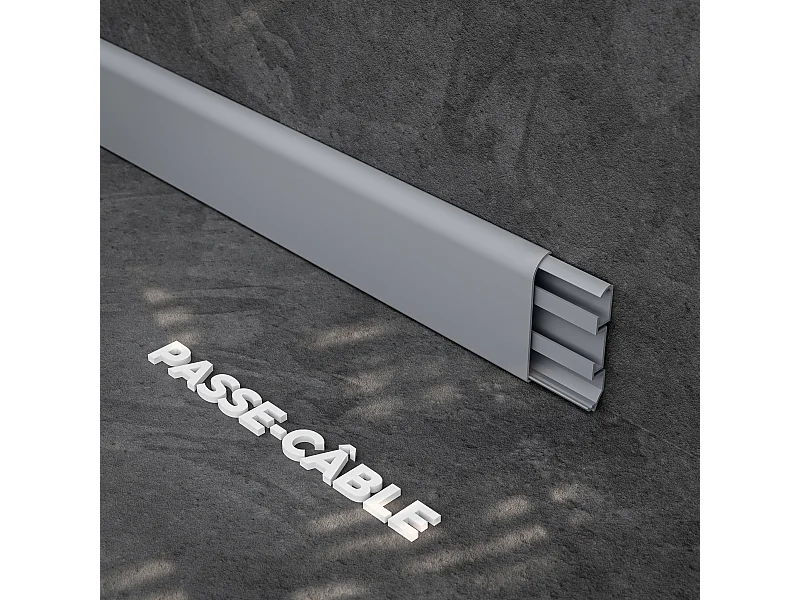 Plinthe Passe-Câble PVC 80 mm - Gris - 1 m, À l'unité