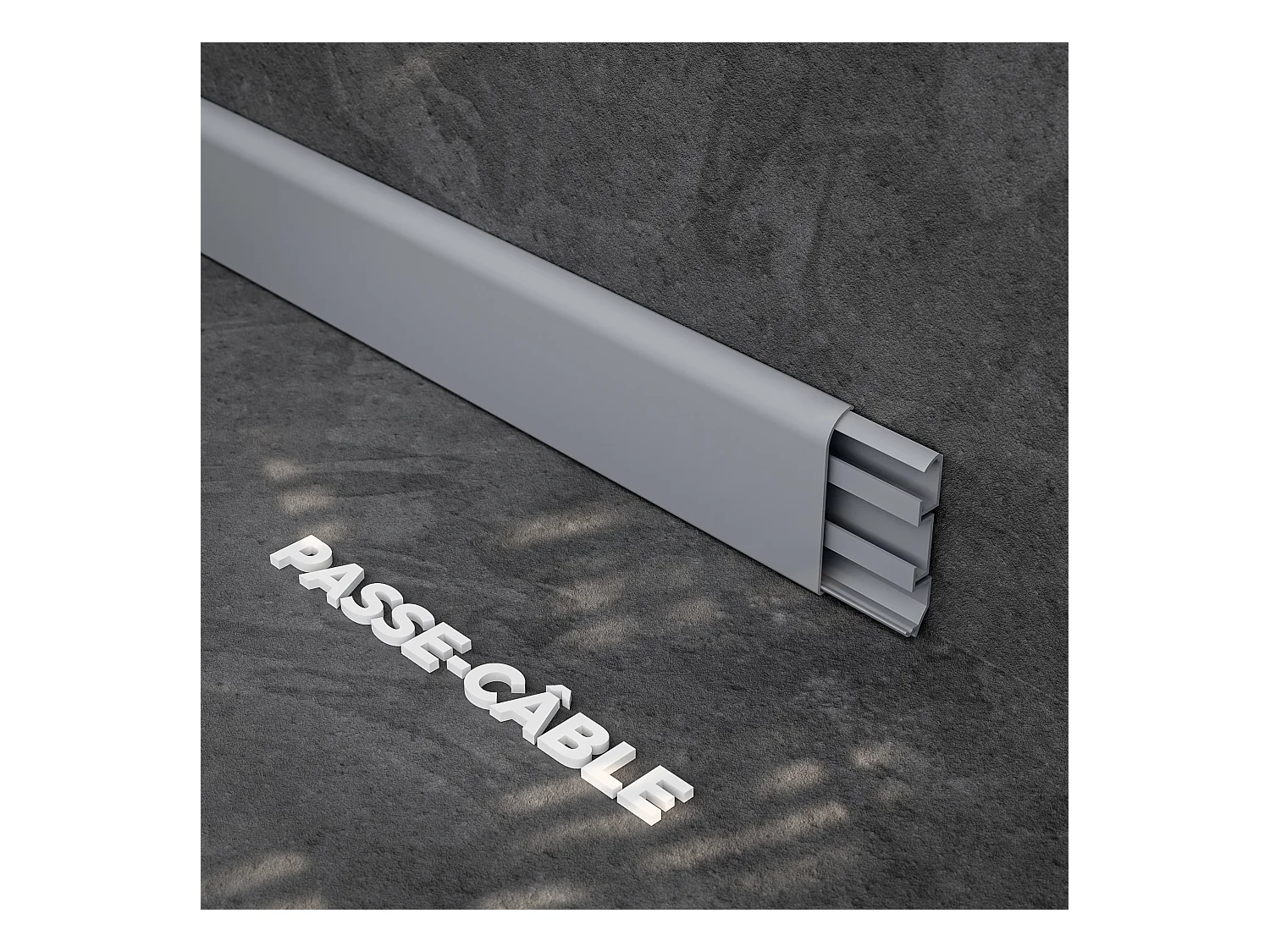 Plinthe Passe-Câble PVC 80 mm - Gris - 1 m, À l'unité