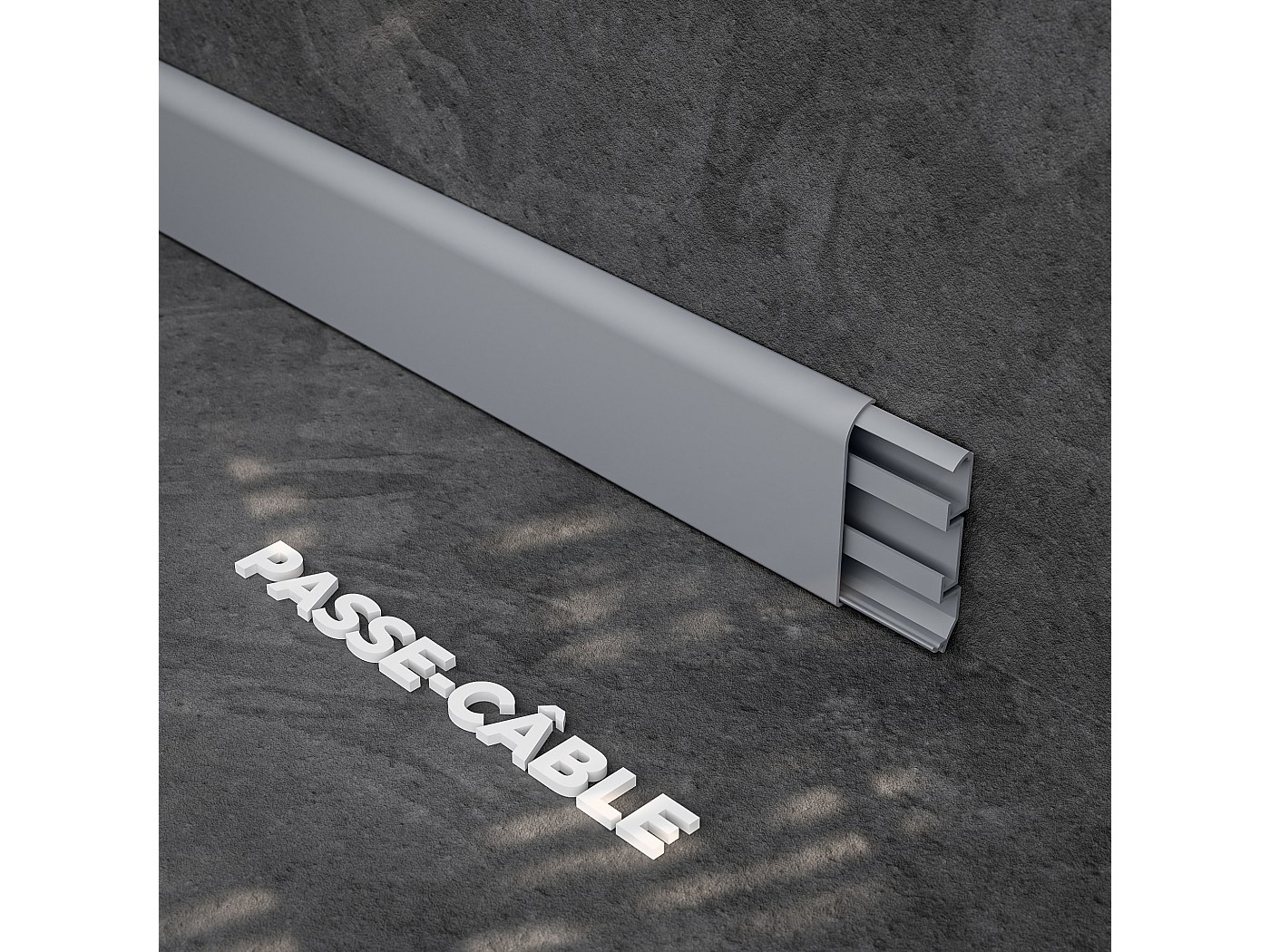 Plinthe Passe-Câble PVC 80 mm - Gris - 1 m