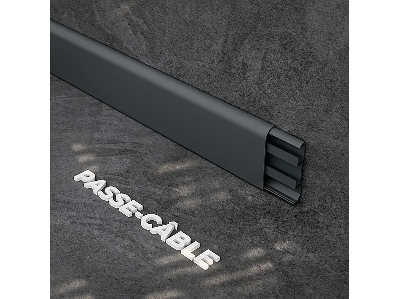 Plinthe Passe-Câble PVC 80 mm - Anthracite - 1 m, Lot de 5