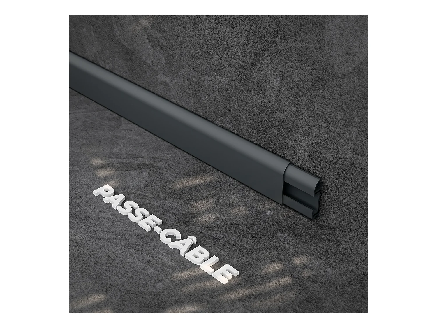 Plinthe Passe-Câble PVC 50 mm - Anthracite - 1 m, À l'unité