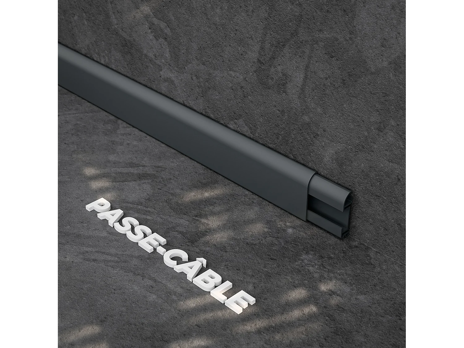 Plinthe Passe-Câble PVC 50 mm - Anthracite - 1 m, À l'unité