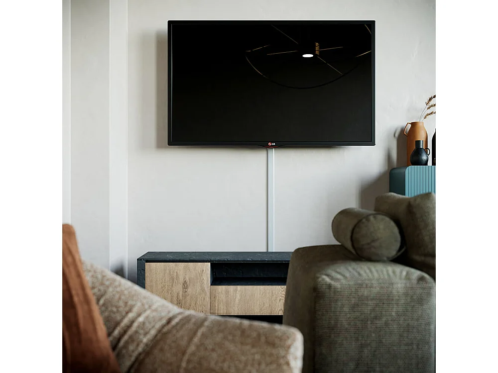 Goulotte TV Cache-Câble Adhésive Arrondie PVC - L. 1,20 m - Blanc