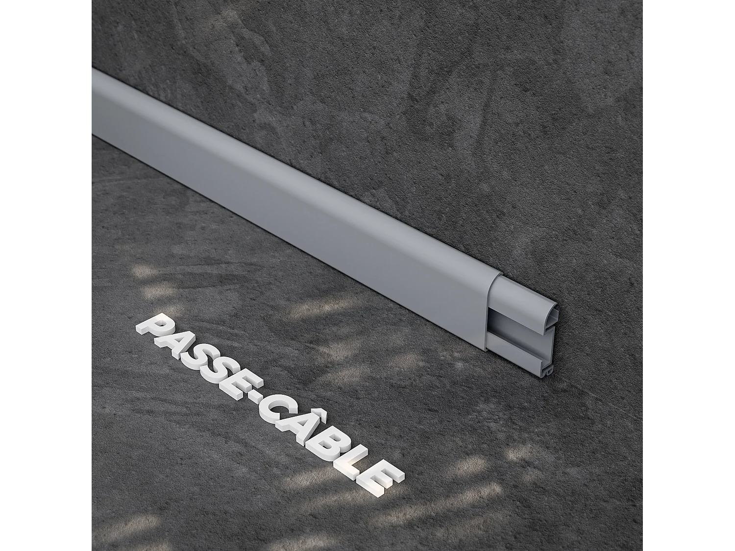 Plinthe Passe-Câble PVC 50 mm - Gris - 1 m