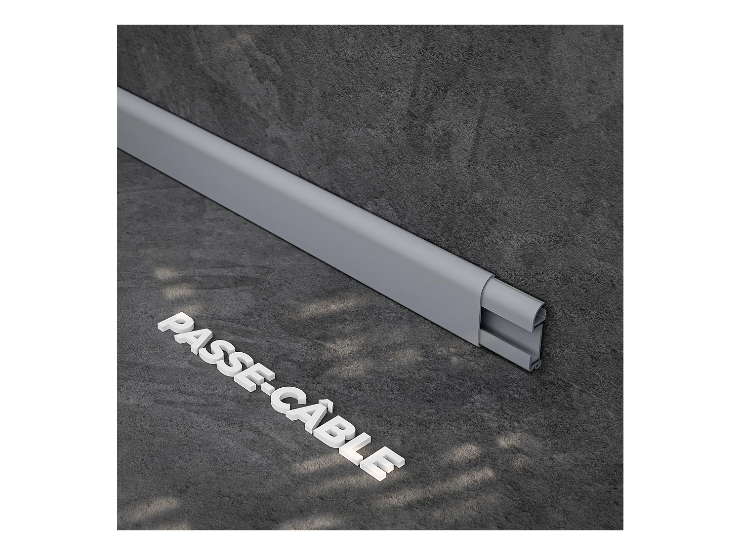 Plinthe Passe-Câble PVC 50 mm - Gris - 1 m