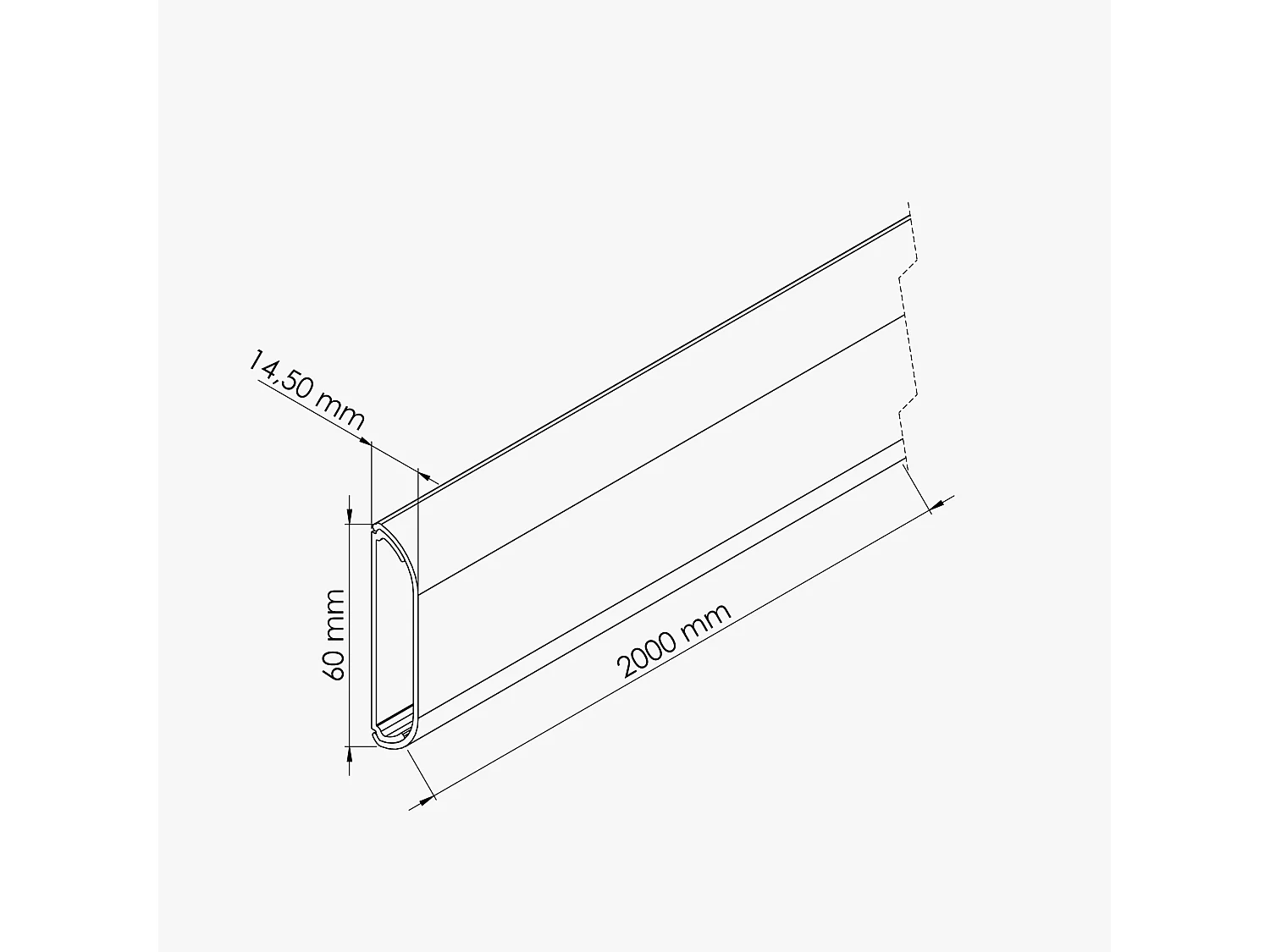 Goulotte TV Cache-Câble Arrondie PVC - L. 2 m - Anthracite