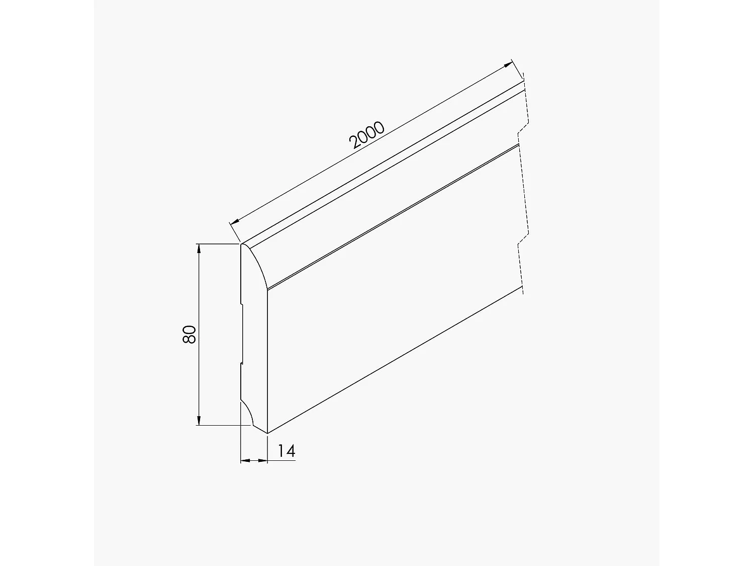 Plinthe MDF 2 m - Frêne Clair - 80 x 14 mm, À l'unité