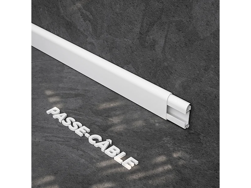 Plinthe Passe-Câble PVC 50 mm - Blanc - 1 m, À l'unité