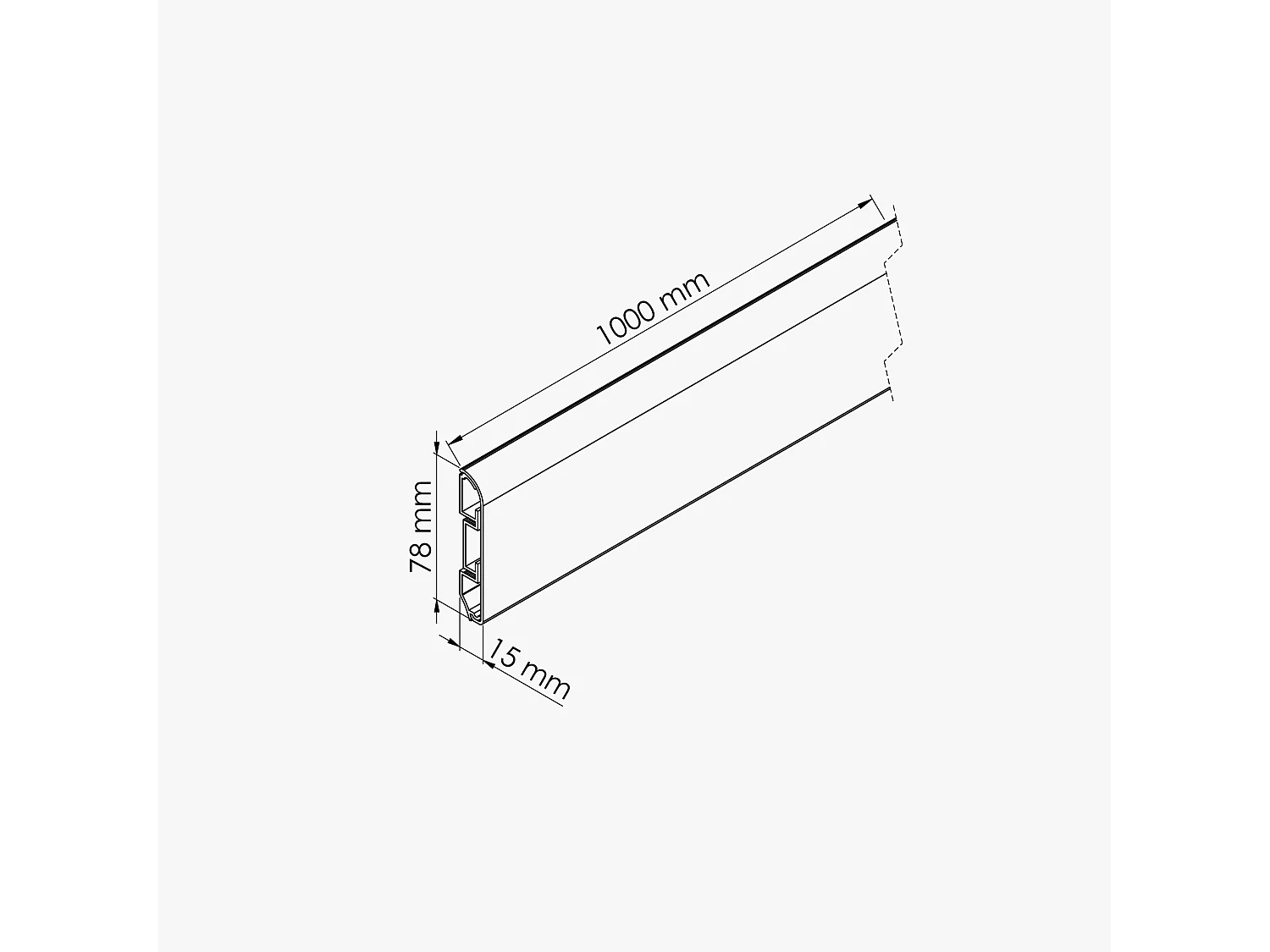 Plinthe Passe-Câble PVC 80 mm - Chêne de Wallonie - 1 m, À l'unité