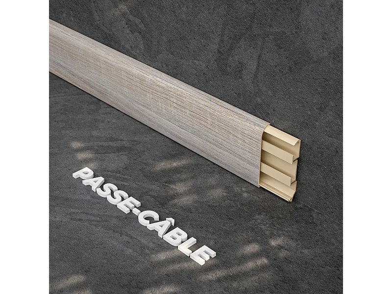 Plinthe Passe-Câble PVC 80 mm - Chêne Naturel - 1 m, À l'unité