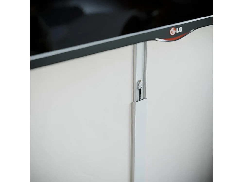 Goulotte TV Cache-Câble Carrée PVC - L. 2 m - Blanc