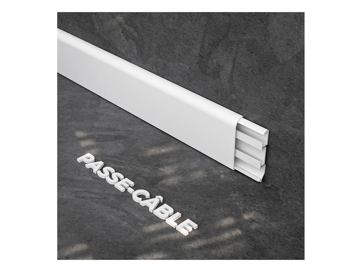 Plinthe Passe-Câble PVC 80 mm - Blanc - 1 m, Lot de 5