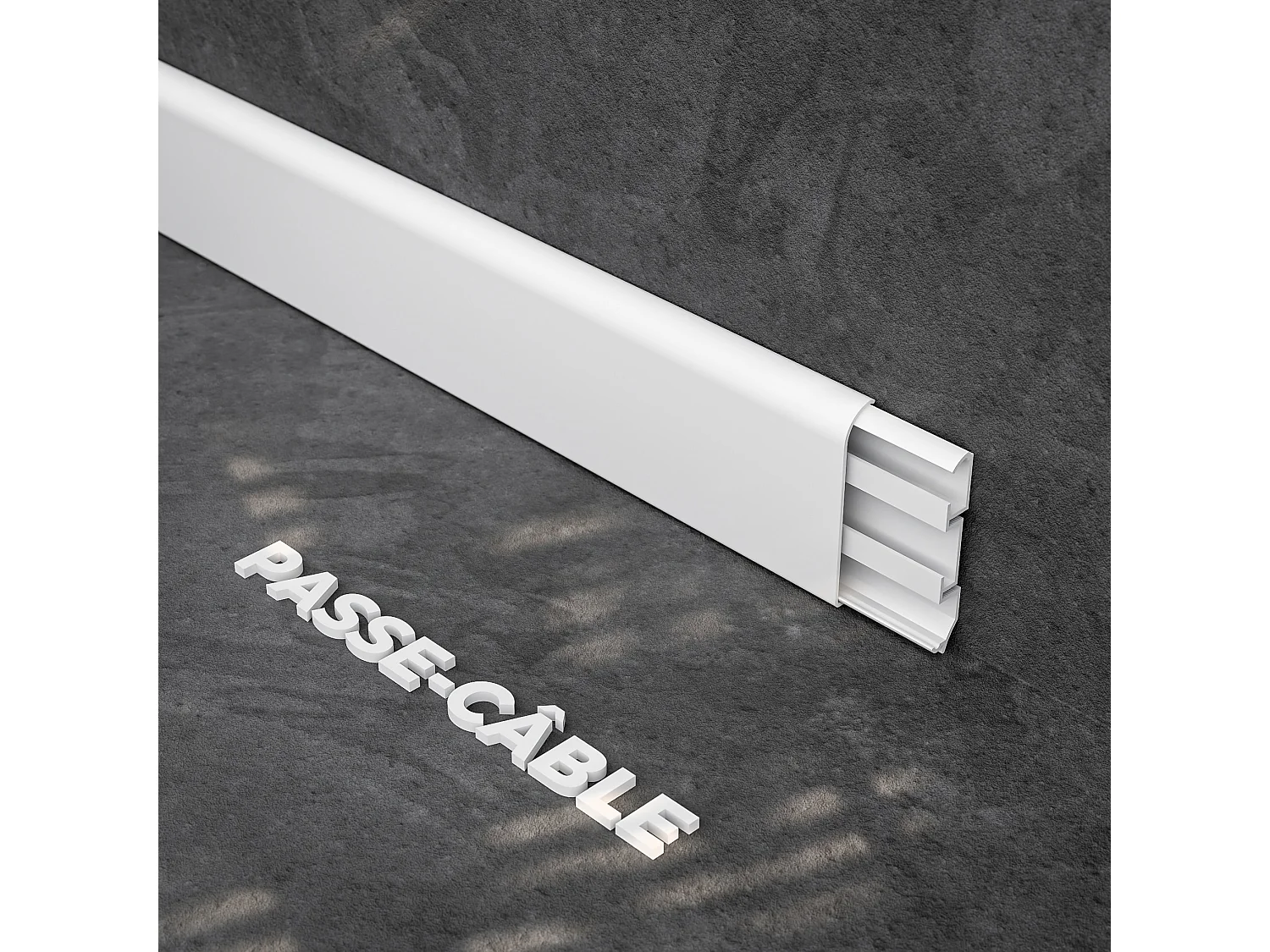 Plinthe Passe-Câble PVC 80 mm - Blanc - 1 m, Lot de 5