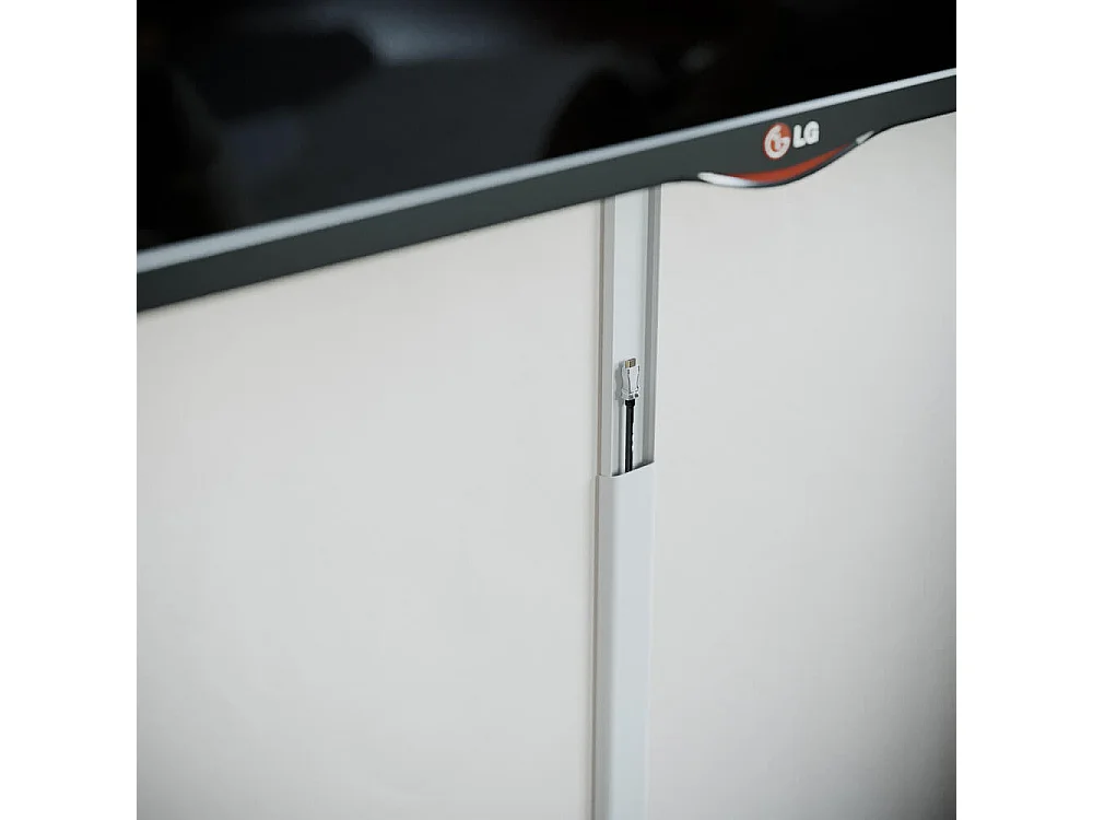 Goulotte TV Cache-Câble Arrondie PVC - L. 2 m - Blanc