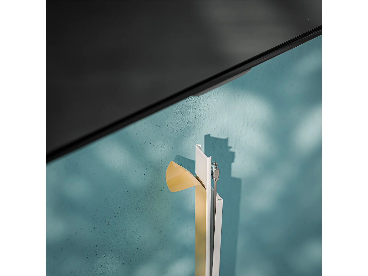 Goulotte TV Cache-Câble Adhésive Carrée PVC - L. 1,20 m - Blanc