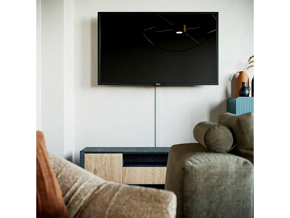 Goulotte TV Cache-Câble Adhésive Carrée PVC - L. 1,20 m - Blanc