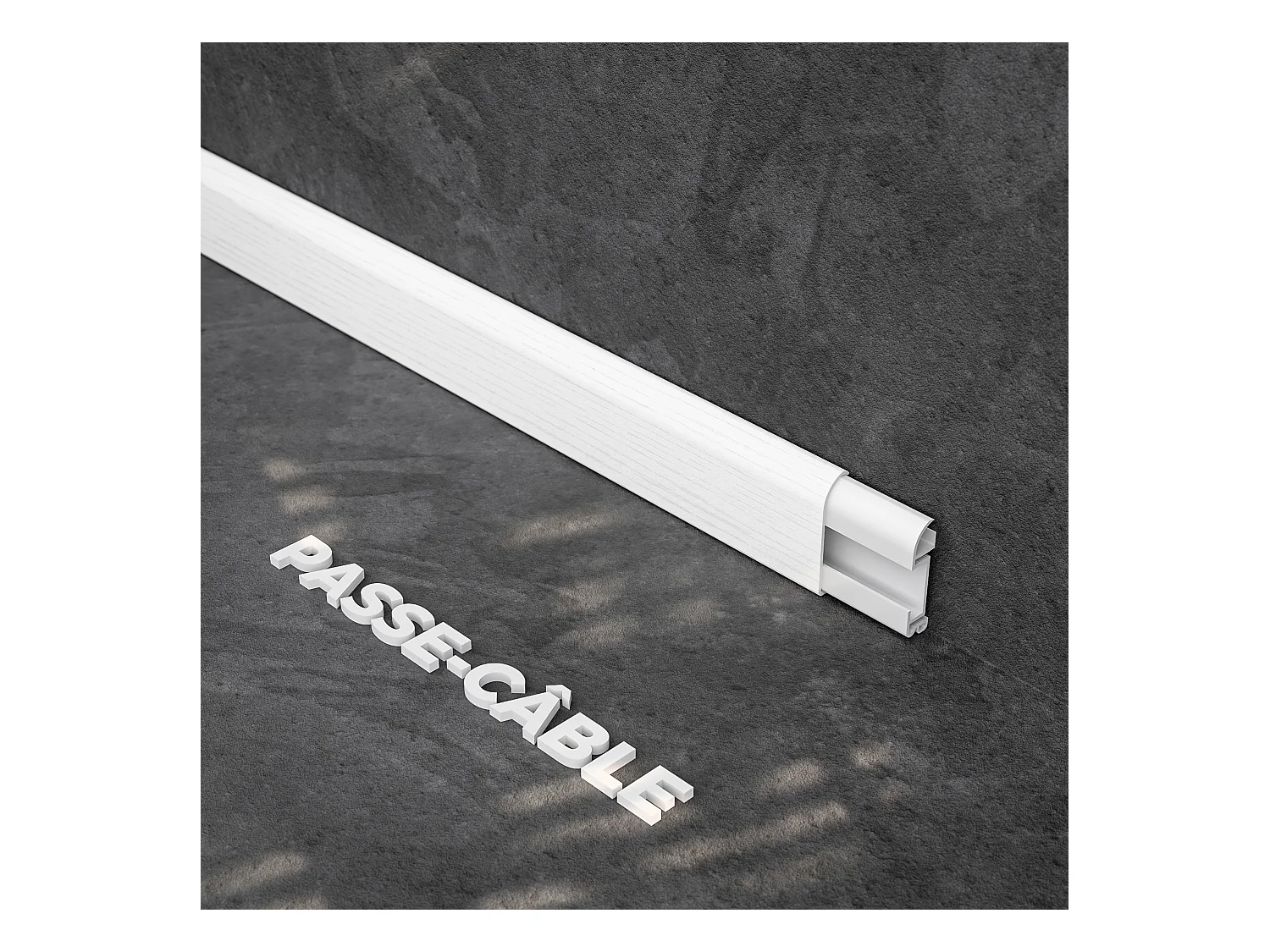 Plinthe Passe-Câble PVC 50 mm - Frêne Blanc - 2.60 m, À l'unité