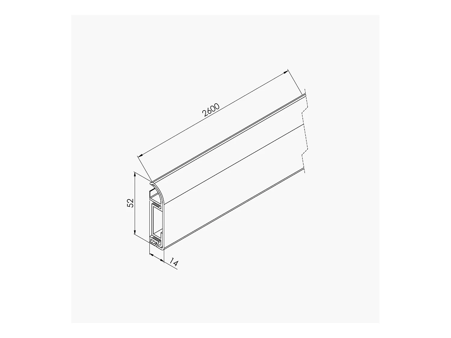 Plinthe Passe-Câble PVC 50 mm - Frêne Blanc - 2.60 m, À l'unité