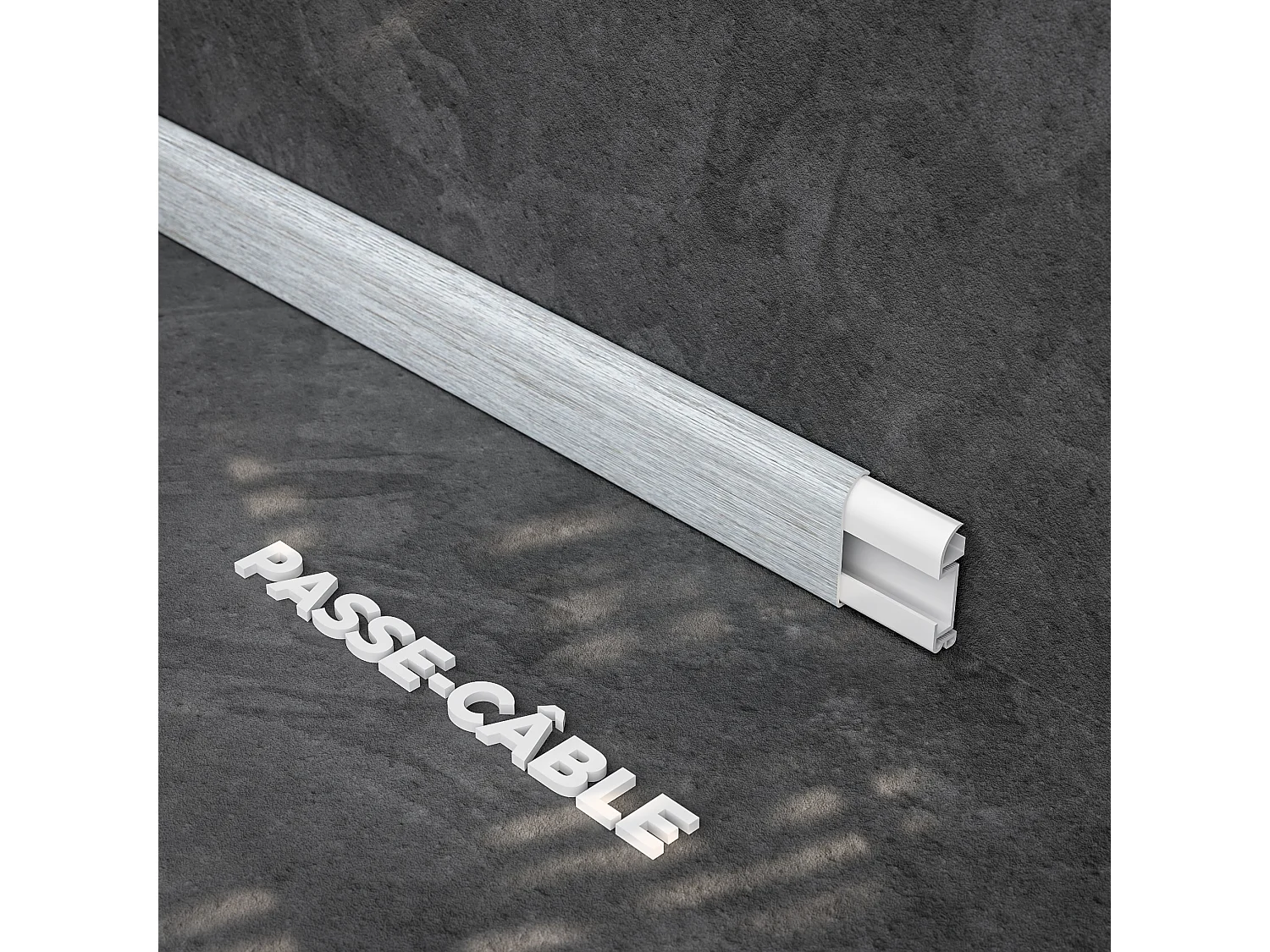 Plinthe Passe-Câble PVC 50 mm - Chêne de Wallonie - 1 m, À l'unité